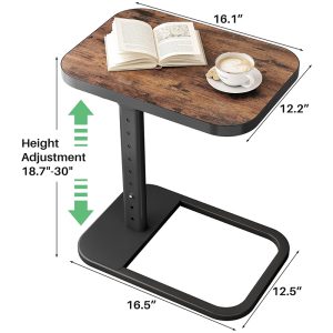 TV Tray Table, Adjustable Height & Flip-Top & Rounded Metal Corners