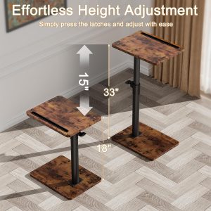 Sofa Armrest Tray Table for Couch – 360° Swivel Height Adjustable