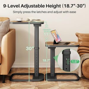 TV Tray Table, Adjustable Height & Flip-Top & Rounded Metal Corners