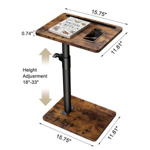 Sofa Armrest Tray Table for Couch – 360° Swivel Height Adjustable