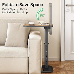 TV Tray Table, Adjustable Height & Flip-Top & Rounded Metal Corners