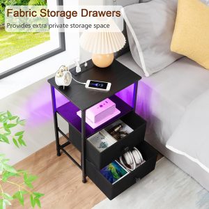 LED Nightstand with Charging Station