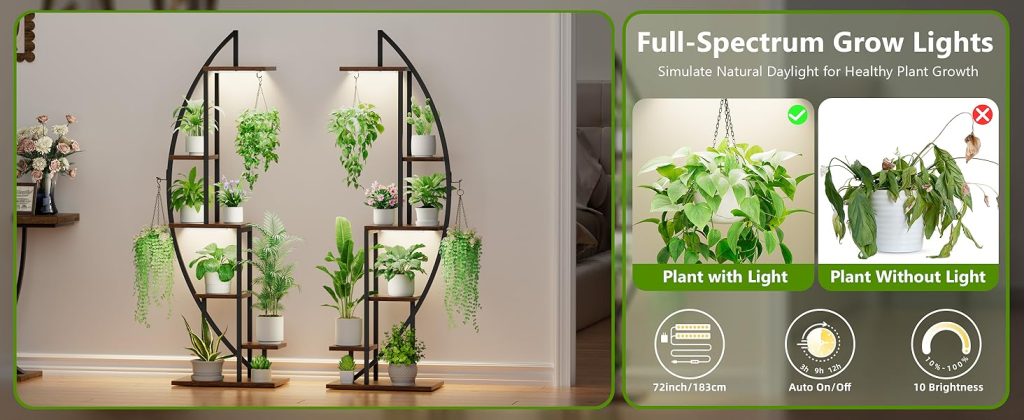 Plant Stand Indoor with Grow Lights detail