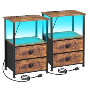 LED Nightstand with Charging Station