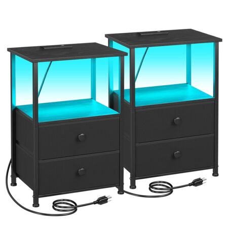 LED Nightstand with Charging Station