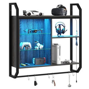 Gaming Floating Shelves, 34″ LED Wall Mounted Shelf