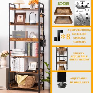Adjustable 6 Tier Open Bookcase