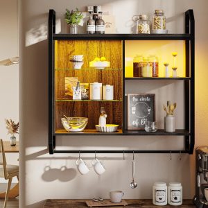 Gaming Floating Shelves, 34″ LED Wall Mounted Shelf
