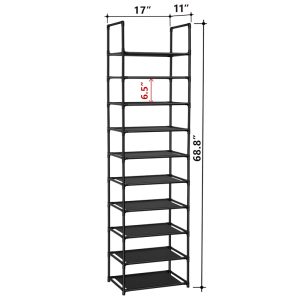 10 Tiers Shoe Rack 20-25 Pairs Sturdy Shoe Shelf