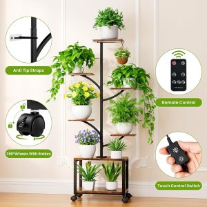 Plant Stand Indoor with Grow Lights & Wheels