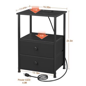 LED Nightstand with Charging Station