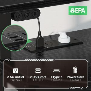 Corner Desk,44.5″ W x 34.5″ H Small Computer Desk with Power Outlets