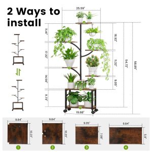 Plant Stand Indoor with Grow Lights & Wheels
