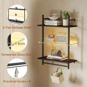 Gaming Floating Shelves, 24 inch LED Wall Mounted Shelves