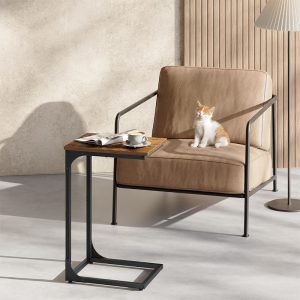 C-Shaped End Table, Small Side Table for Couch