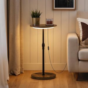 Small Round Side Table, Adjustable Height Drink Table