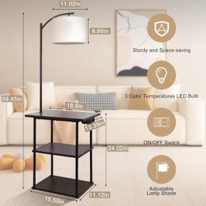 Floor Lamp with Shelves, Modern Side Table