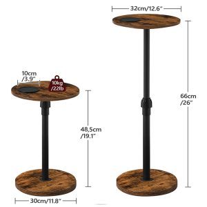 Small Round Side Table, Adjustable Height Drink Table