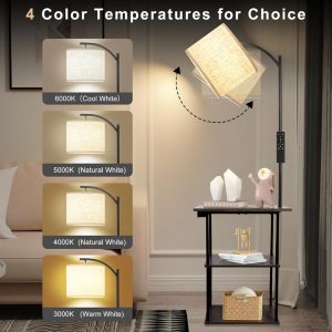 Floor Lamp with Shelves, Modern Side Table