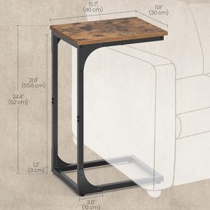 C-Shaped End Table, Small Side Table for Couch