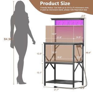 Bakers Rack with Power Outlet and LED Light