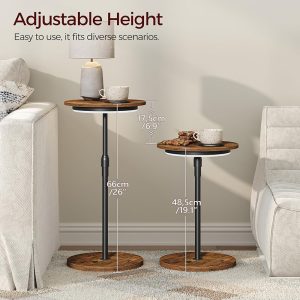 Small Round Side Table, Adjustable Height Drink Table