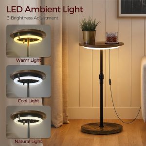 Small Round Side Table, Adjustable Height Drink Table