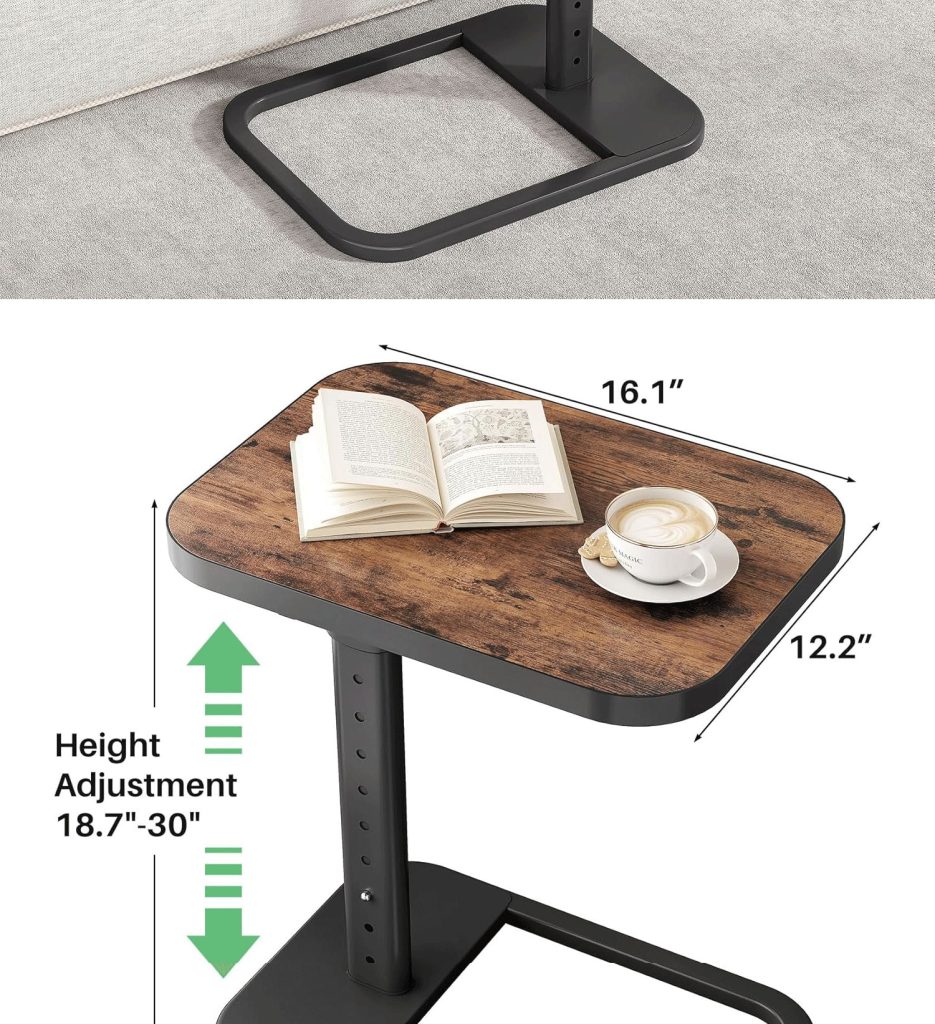 TV Tray Table, Adjustable Height & Flip-Top & Rounded Metal Corners detail