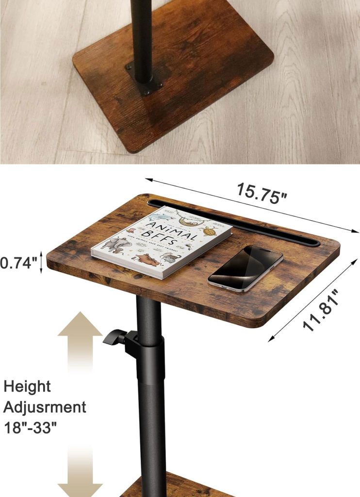 Sofa Armrest Tray Table for Couch – 360° Swivel Height Adjustable detail