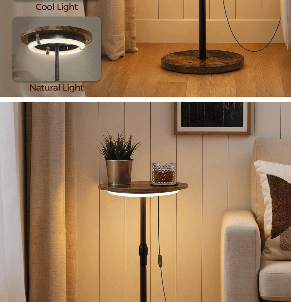 Small Round Side Table, Adjustable Height Drink Table detail
