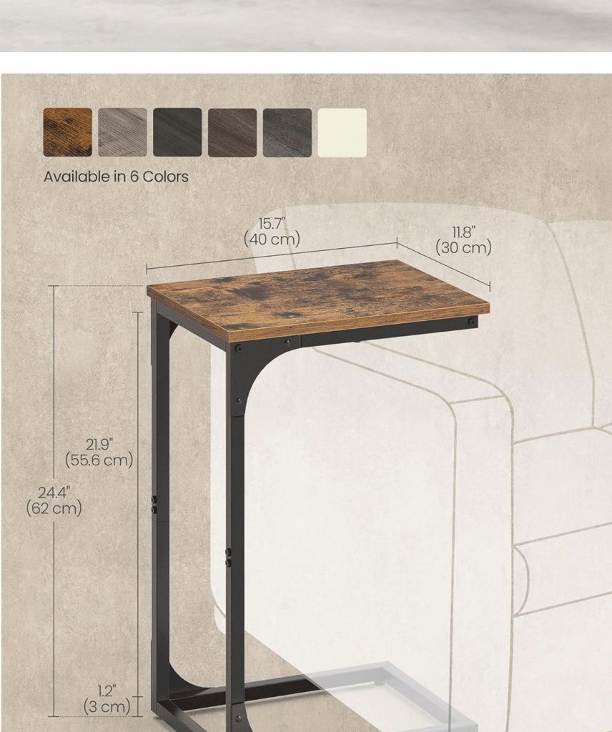 C-Shaped End Table, Small Side Table for Couch detail