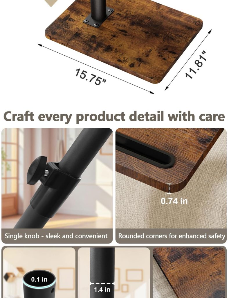 Sofa Armrest Tray Table for Couch – 360° Swivel Height Adjustable detail