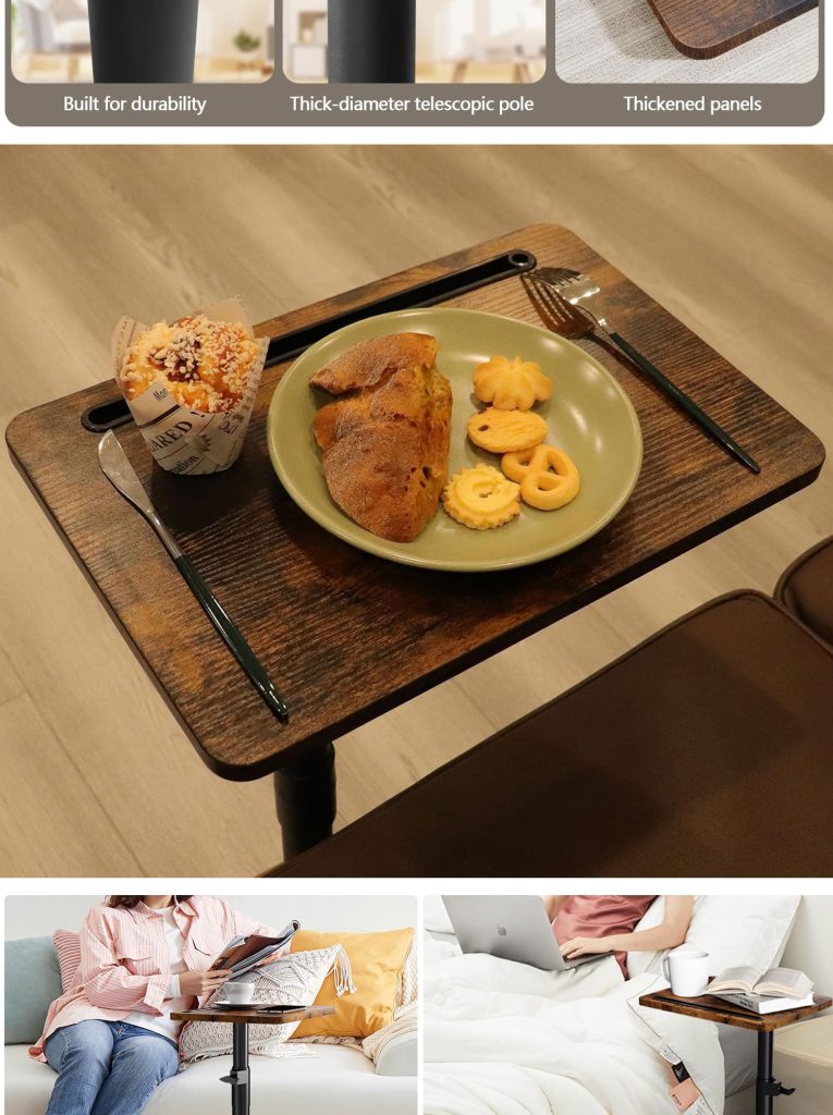 Sofa Armrest Tray Table for Couch – 360° Swivel Height Adjustable detail