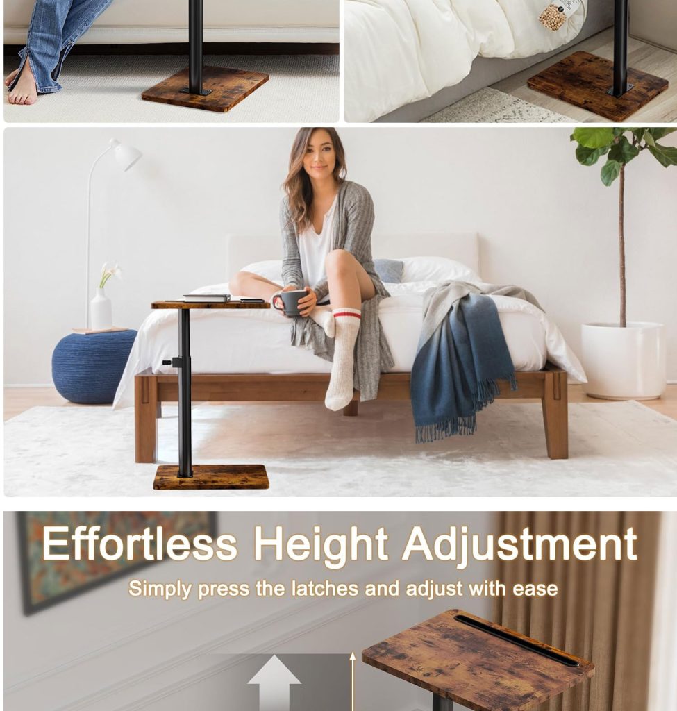 Sofa Armrest Tray Table for Couch – 360° Swivel Height Adjustable detail