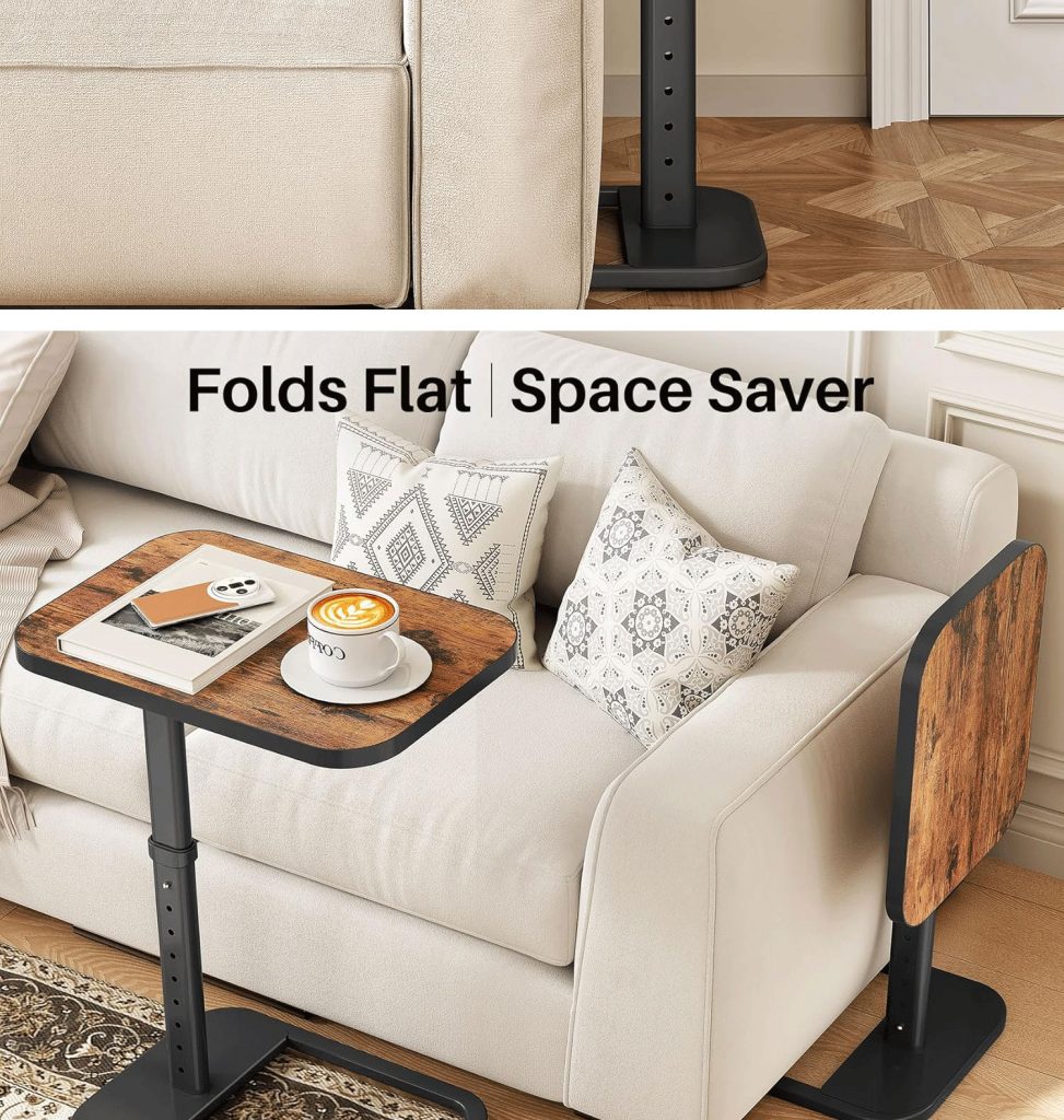 TV Tray Table, Adjustable Height & Flip-Top & Rounded Metal Corners detail