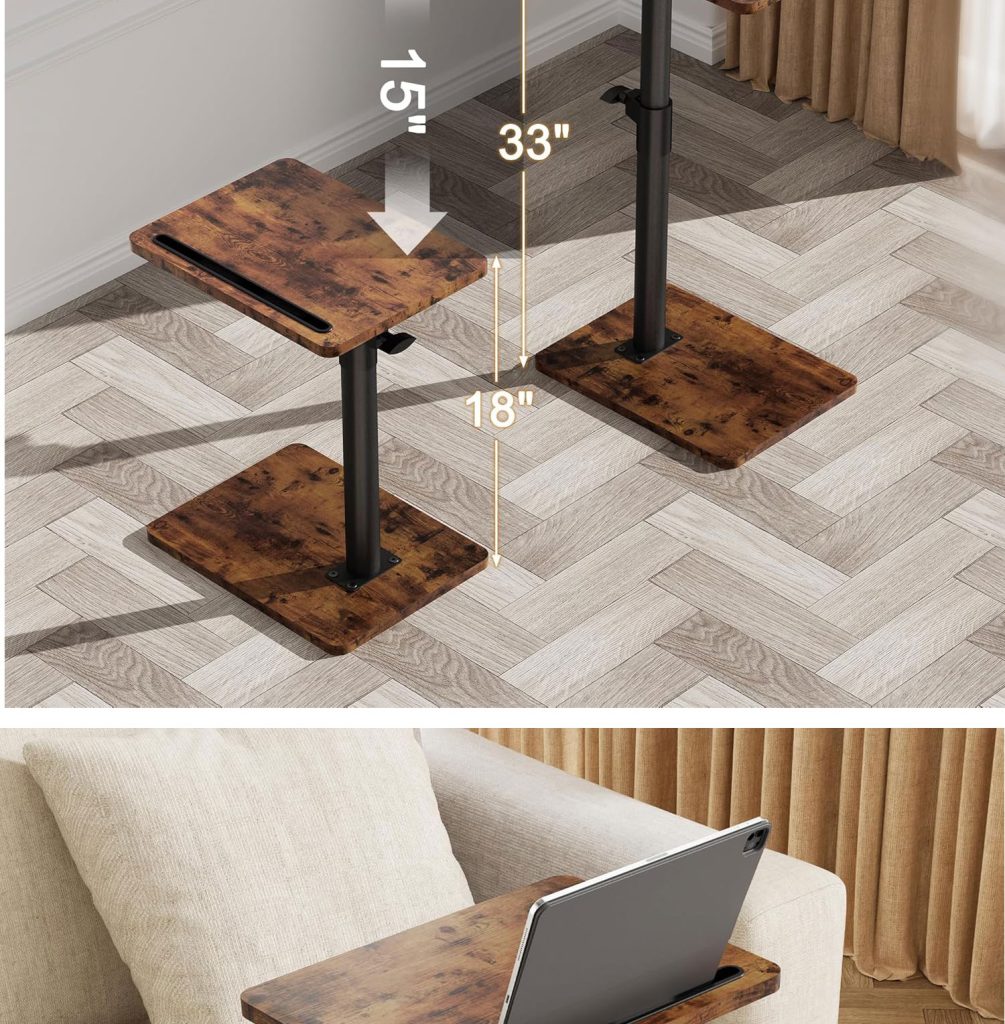 Sofa Armrest Tray Table for Couch – 360° Swivel Height Adjustable detail