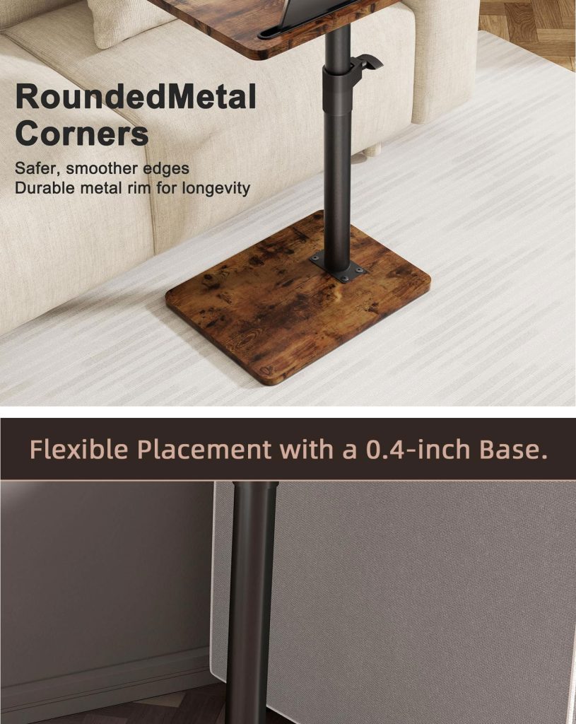Sofa Armrest Tray Table for Couch – 360° Swivel Height Adjustable detail
