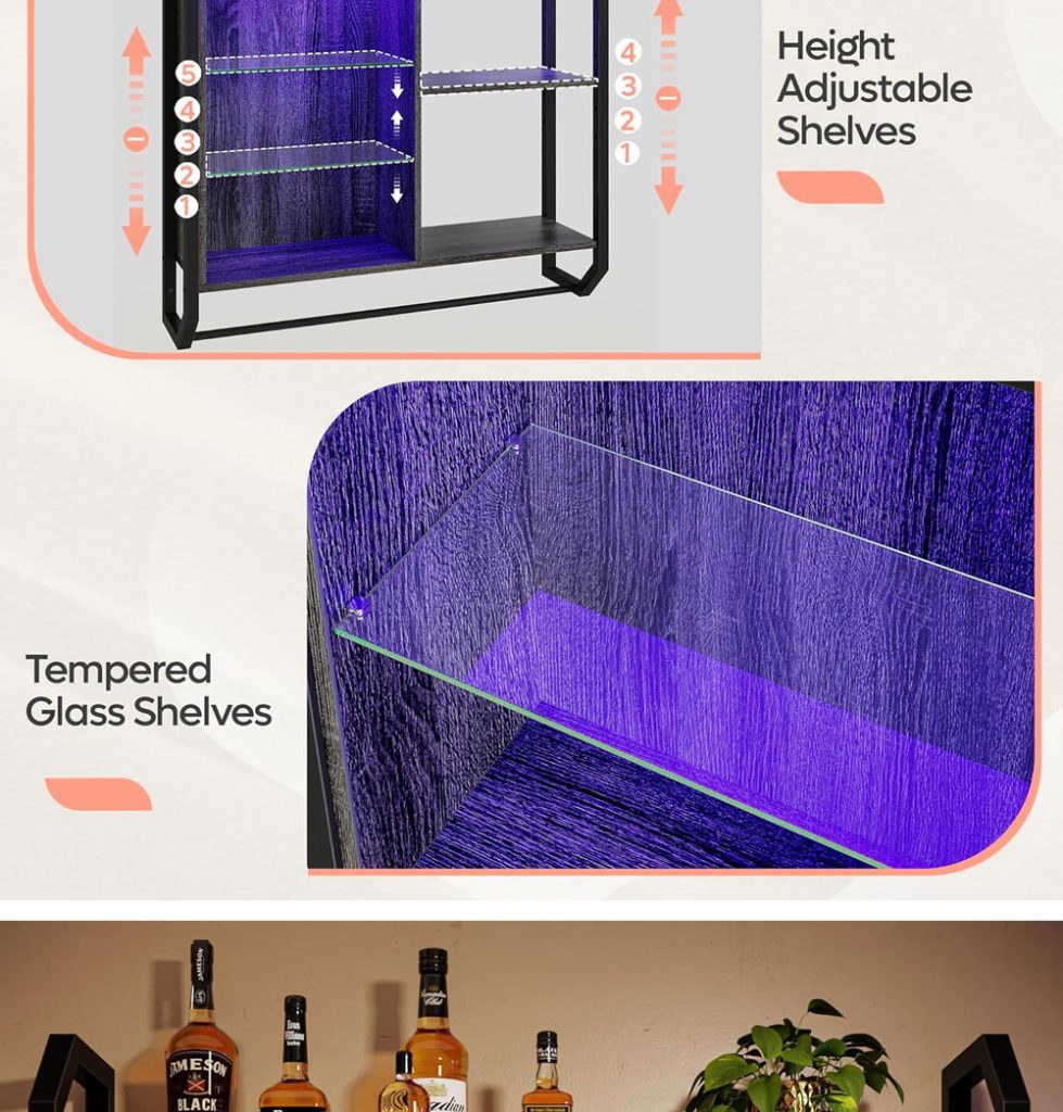 Gaming Floating Shelves, 34″ LED Wall Mounted Shelf detail