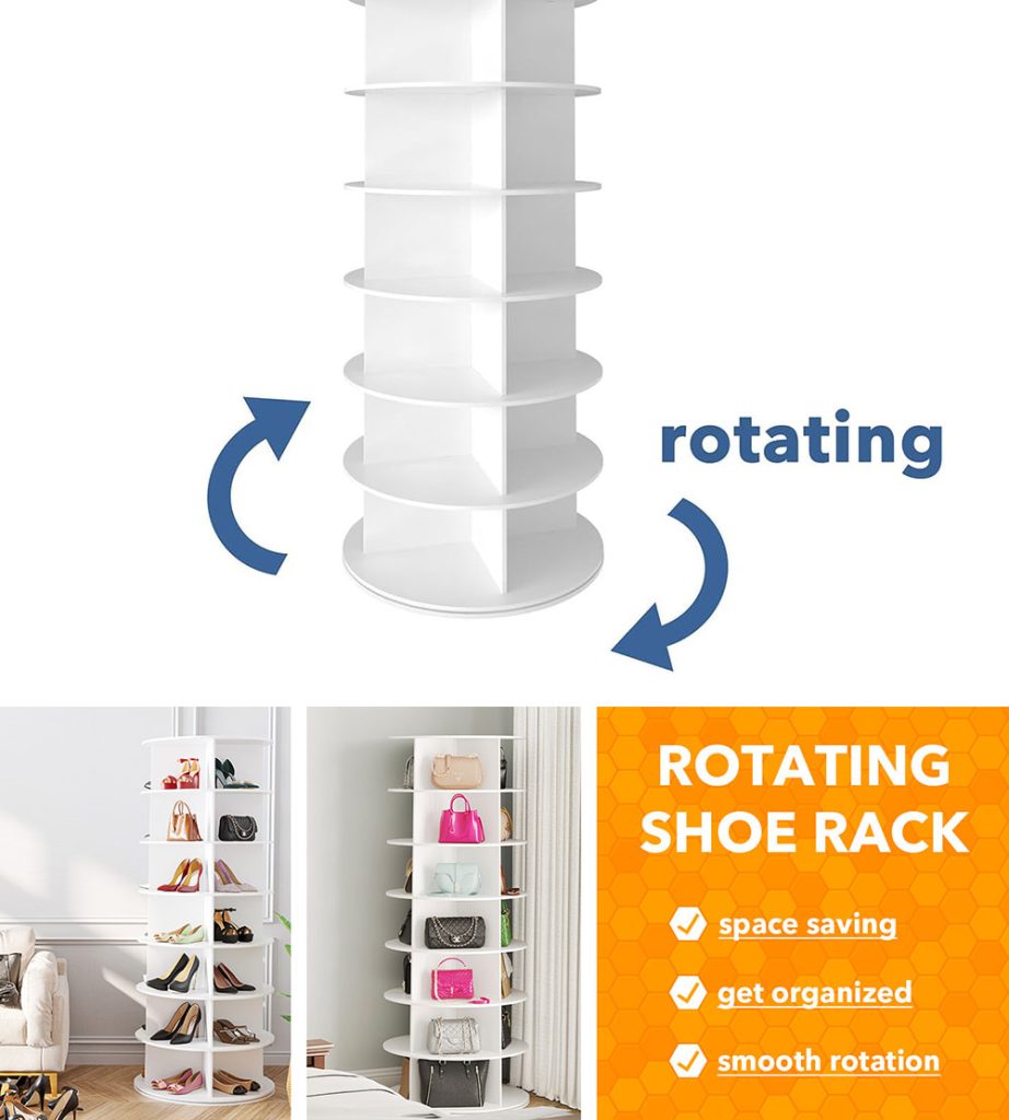 7 Tier Rotating Shoe Rack Tower detail