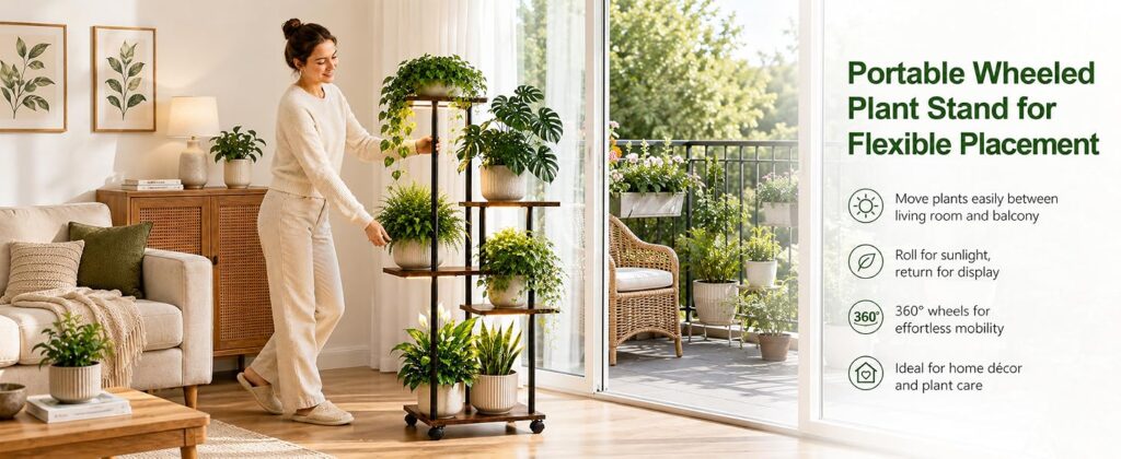 5-Tier Rolling Plant Stand with Grow Lights detail