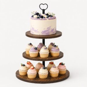 3-Tier Wooden Cupcake Stand for 24 Mini Cupcakes