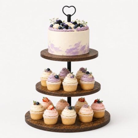 3-Tier Wooden Cupcake Stand for 24 Mini Cupcakes