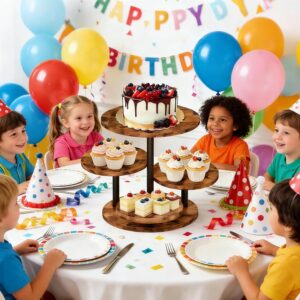 4-Tier Wooden Cupcake Stand for 50 Cupcakes with Rotating Base