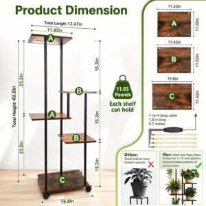 5-Tier Rolling Plant Stand with Grow Lights