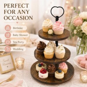 3-Tier Wooden Cupcake Stand for 24 Mini Cupcakes