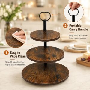 3-Tier Wooden Cupcake Stand for 24 Mini Cupcakes