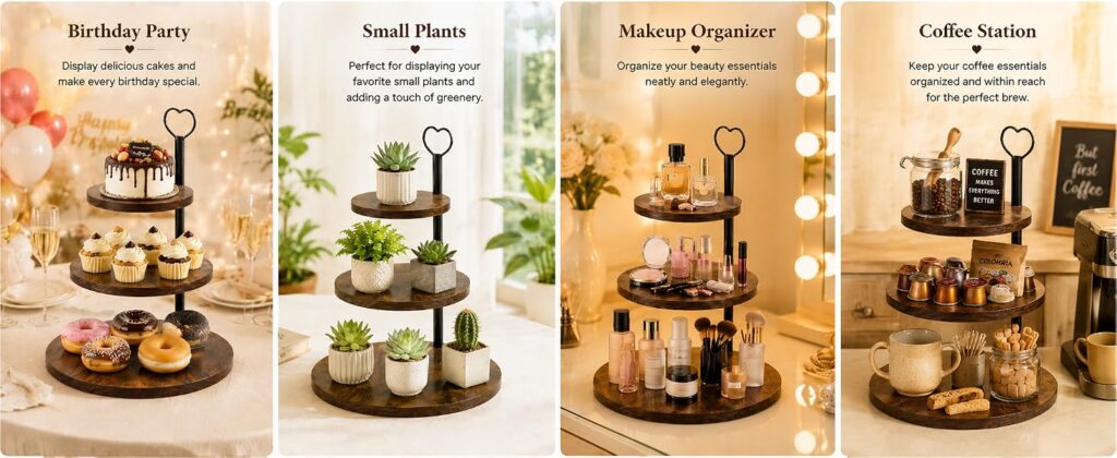 3-Tier Wooden Cupcake Stand for 24 Mini Cupcakes detail