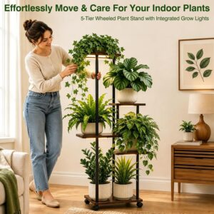 5-Tier Rolling Plant Stand with Grow Lights