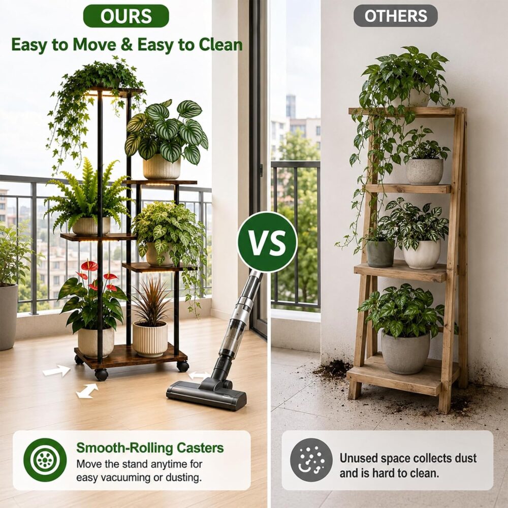 5-Tier Rolling Plant Stand with Grow Lights — view 4