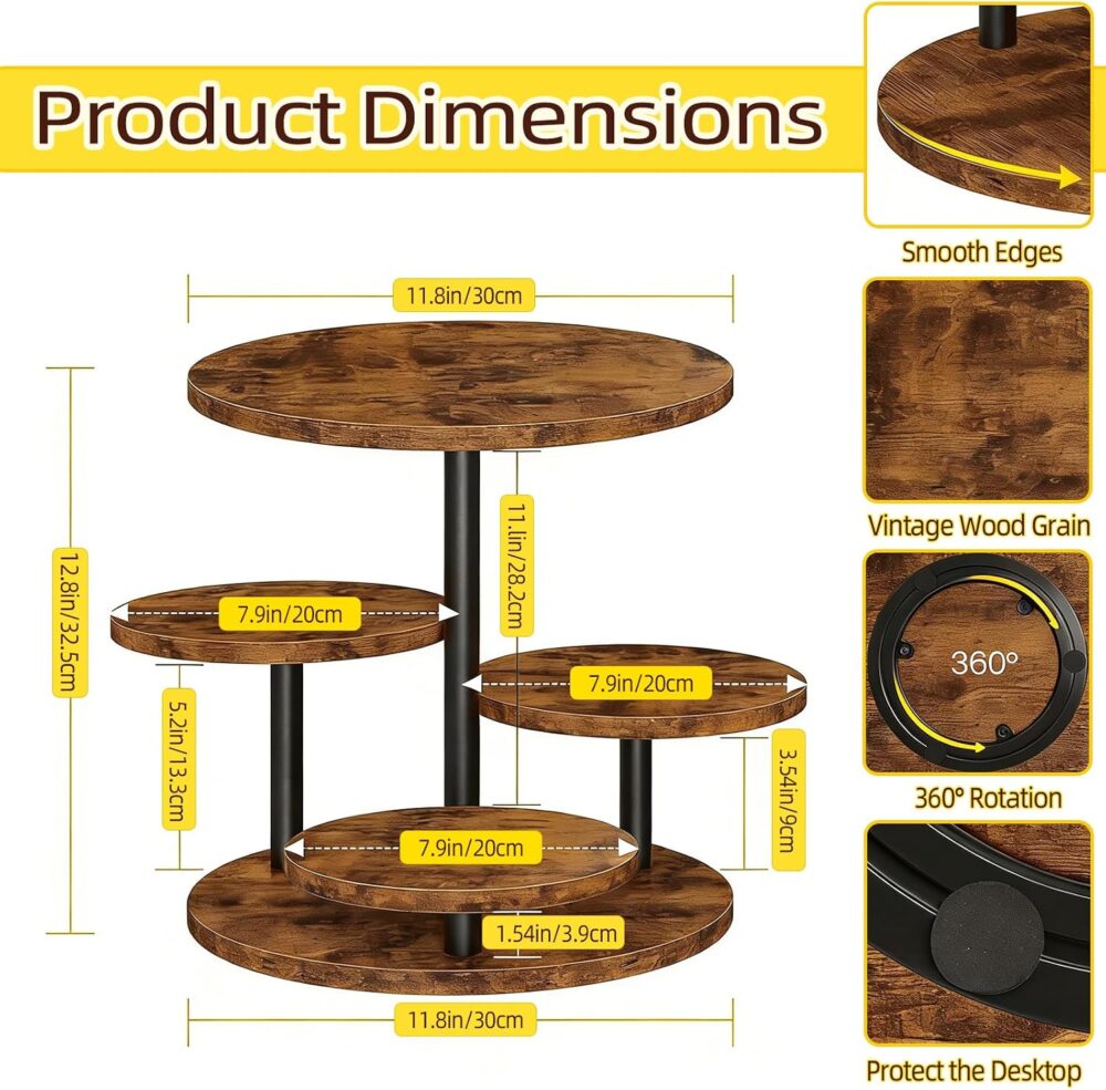 4-Tier Wooden Cupcake Stand for 50 Cupcakes with Rotating Base — view 2